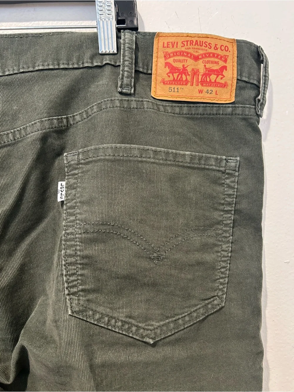 Levi's Men's Olive corduroy Green Denim Shorts with Back Pockets